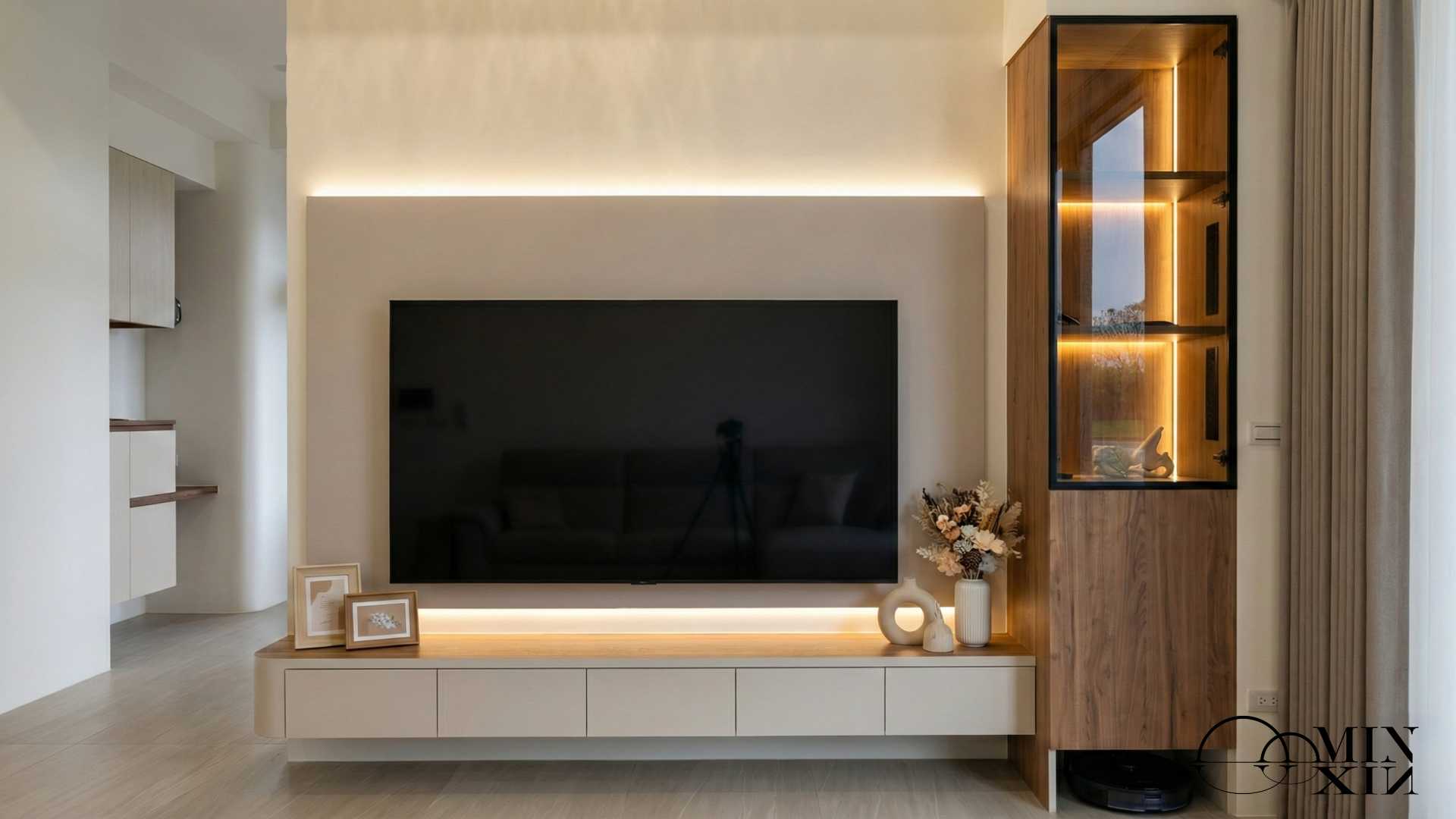 電視牆櫃體背板走線孔與散熱通風設計