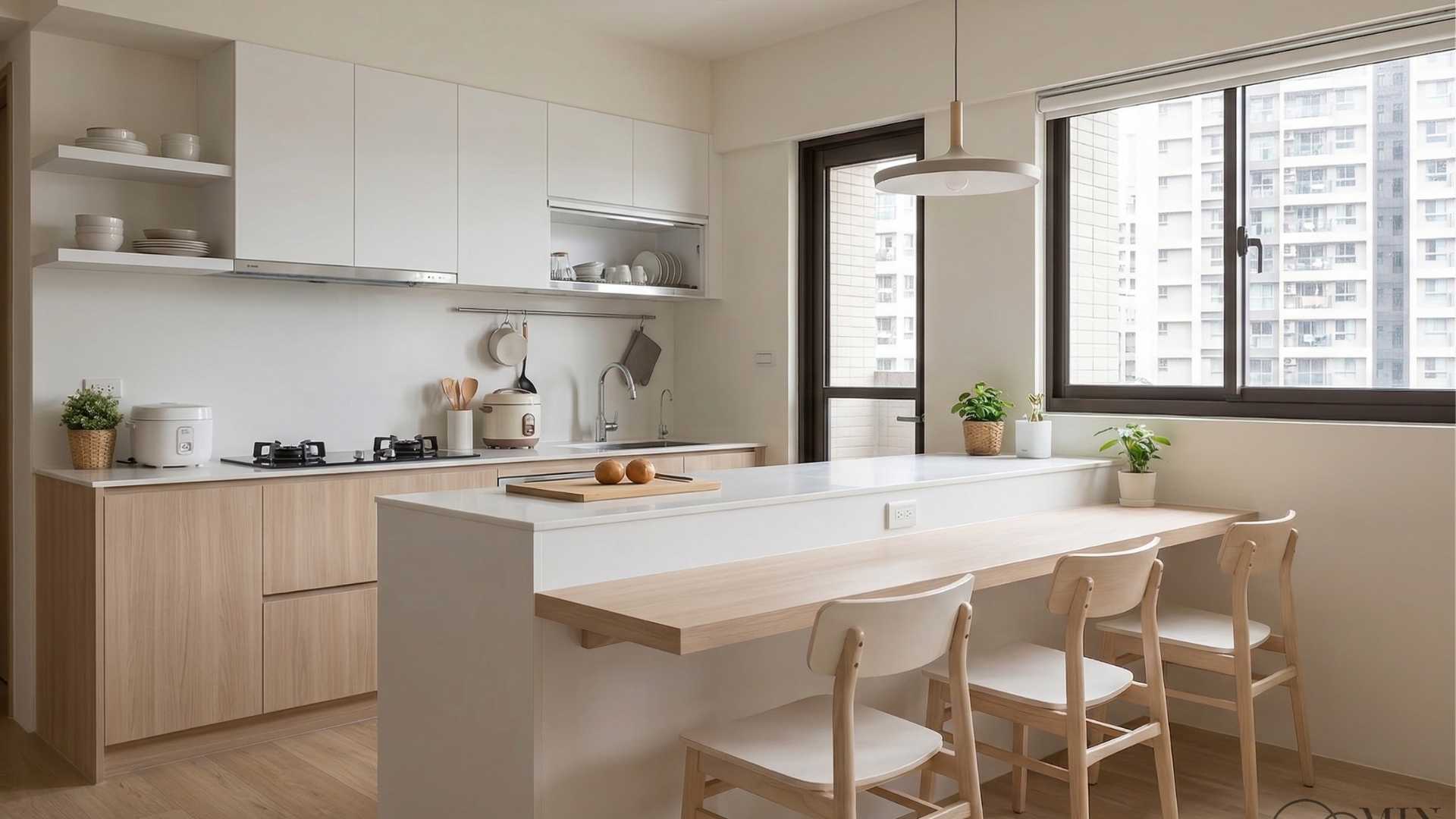 中島接餐桌設計,小坪數開放式廚房空間利用